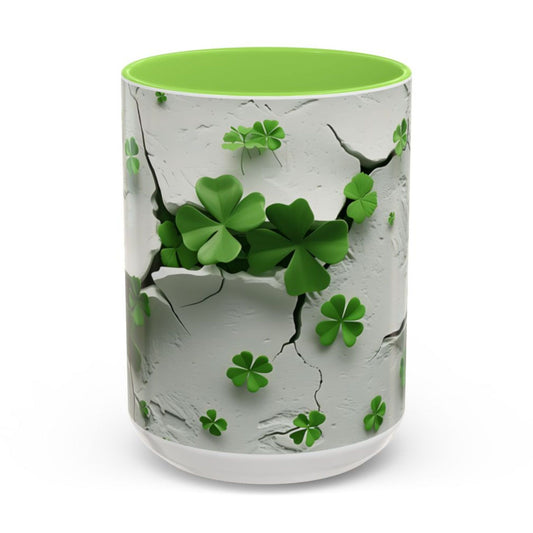 St. Patrick’s Day Shamrock Mug – Green Clover 3D Effect