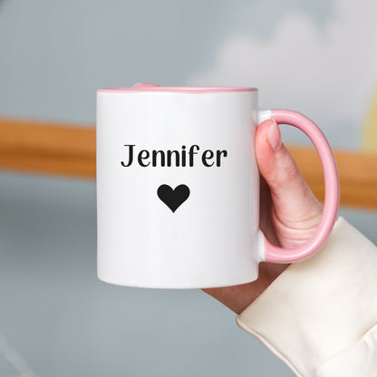 Custom Name Mug with Heart, Personalized Name Mug