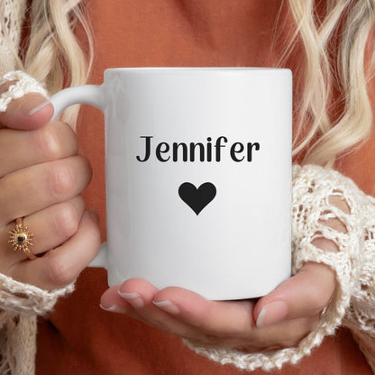 Custom Name Mug with Heart, Personalized Name Mug