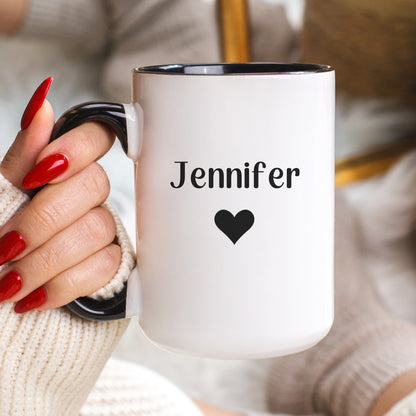 Custom Name Mug with Heart, Personalized Name Mug