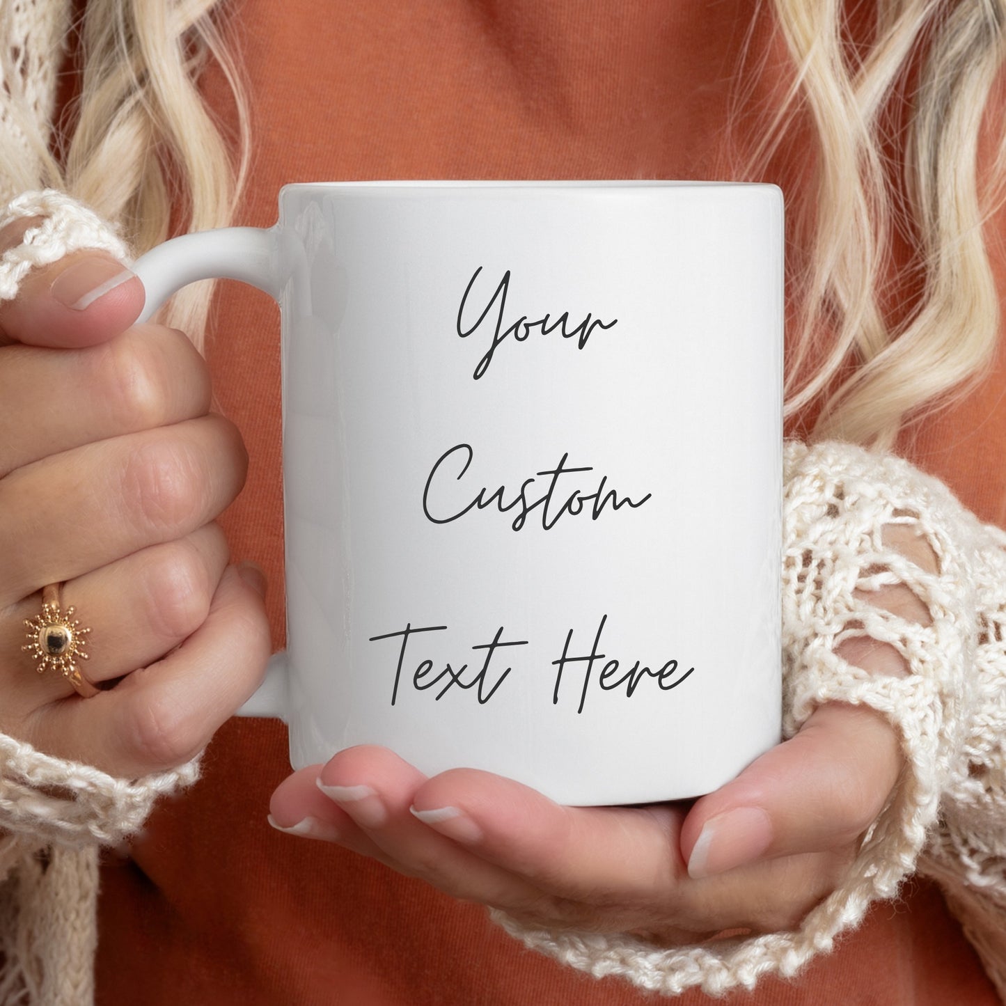 Custom Text Mug, Personalized Coffee Mug